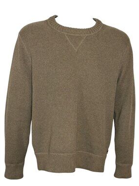 Eddie Bauer Men's M Brown 100% Cotton Ribbed Knit Crewneck Sweater Pullover
